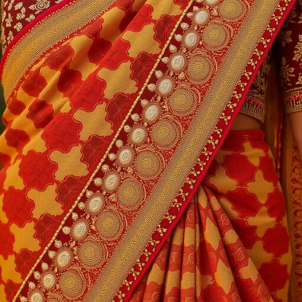 Closeup-detail-shot-of-mehendi-function-saree-fabric-showing-intricate-golden-embroidery-zari-work-traditional-patterns-rich-orange-and-red-silk-texture-with-embellishments-1.webp