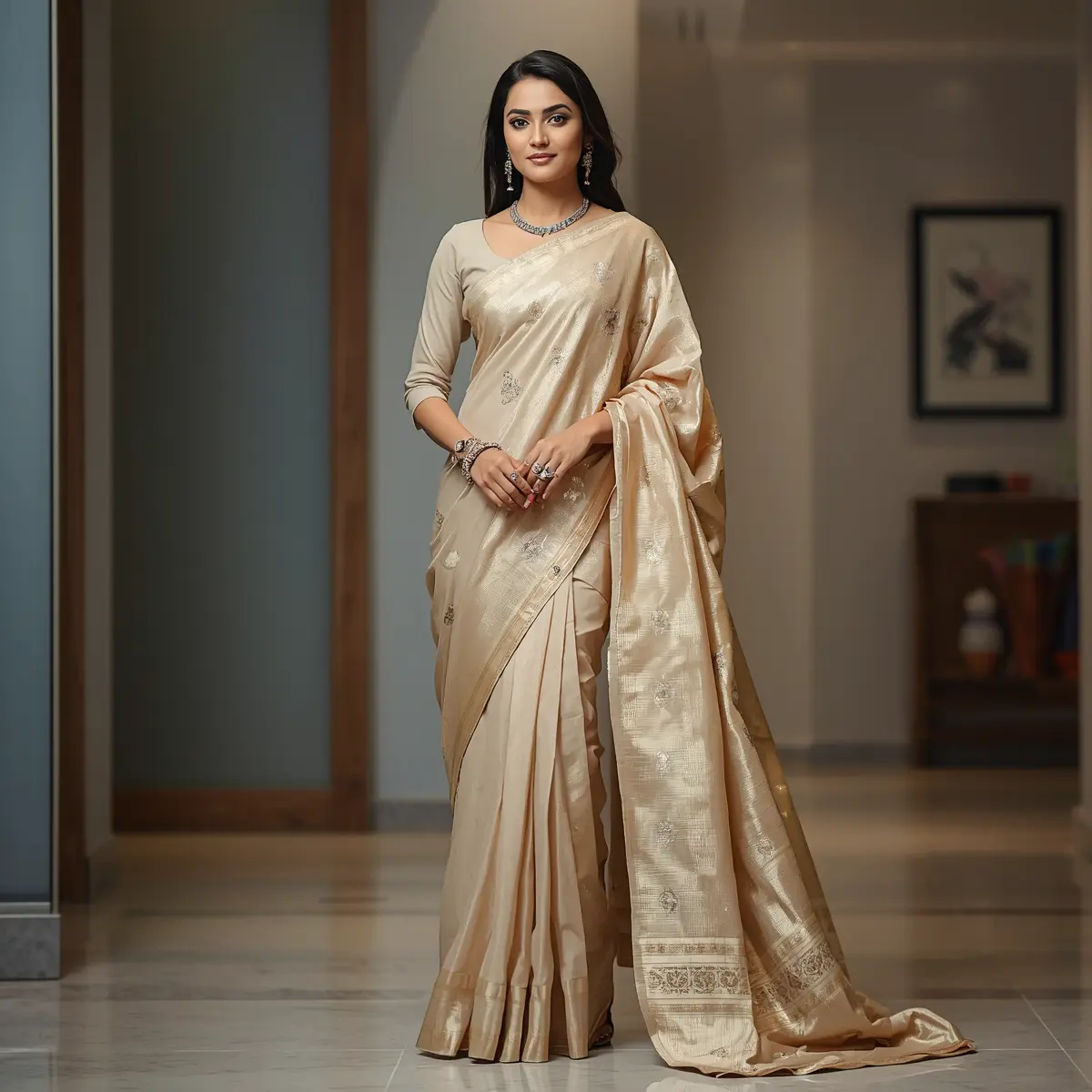 Beige Elegant Saree
